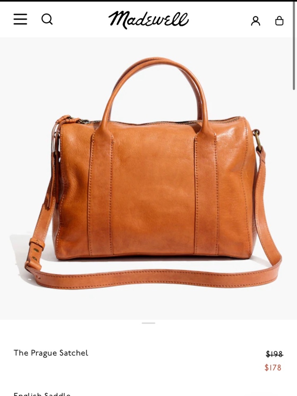 Madewell The Prague satchel crossbody in a cognac brown leather. - Picture 14 of 16